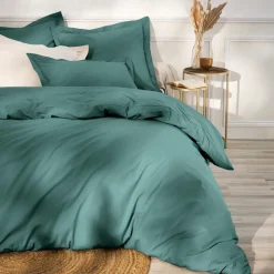 Drap housse percale de coton (200 x 200 cm) Cali Bleu canard
