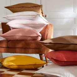 Drap housse percale de coton (90 x 190 cm) Cali Rose pêche