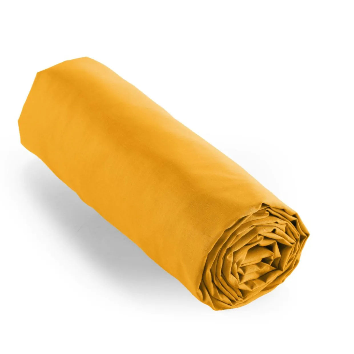 Drap housse percale de coton (90 x 200 cm) Cali Jaune moutarde