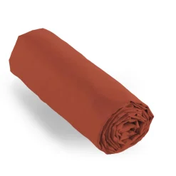 Drap housse percale de coton (140 x 190 cm) Cali Terracotta