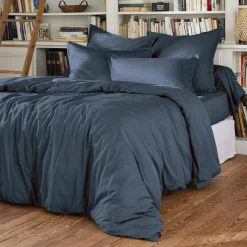 Drap housse percale de coton (200 x 200 cm) Cali Bleu marine
