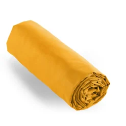 Drap housse percale de coton (200 x 200 cm) Cali Jaune moutarde