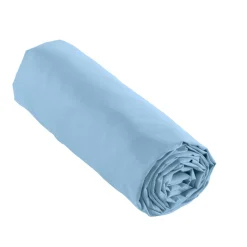 Drap housse percale de coton (90 x 190 cm) Cali Bleu ciel