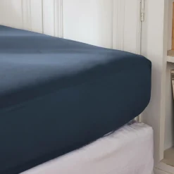 Drap housse percale de coton (140 x 200 cm) Cali Bleu marine