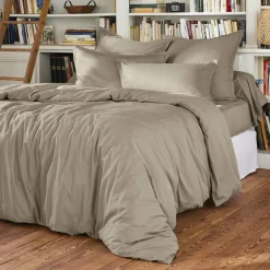 Drap housse percale de coton (180 x 200 cm) Cali Taupe