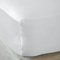 Drap housse satin de bambou (200 x 200 cm) Sienna Blanc chantilly