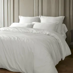 Drap housse satin de bambou (200 x 200 cm) Sienna Blanc chantilly