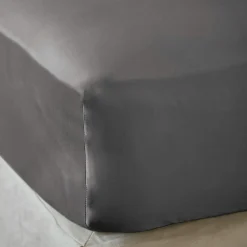 Drap housse satin de bambou (200 x 200 cm) Sienna Gris granit