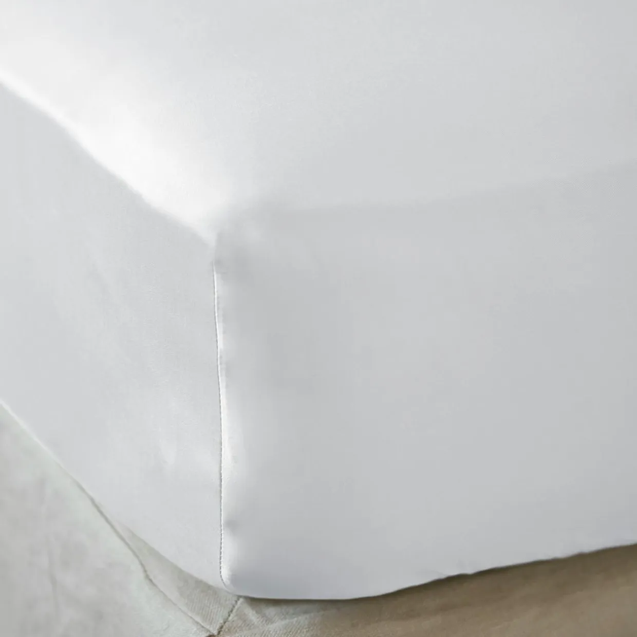 Drap housse satin de bambou (160 x 200 cm) Sienna Blanc chantilly