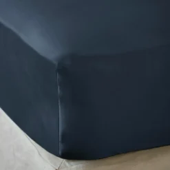 Drap housse satin de bambou (140 x 190 cm) Sienna Bleu nuit