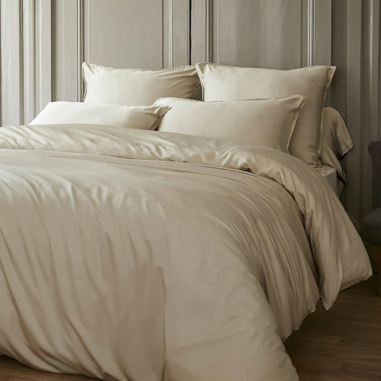 Drap housse satin de bambou (140 x 200 cm) Sienna Beige