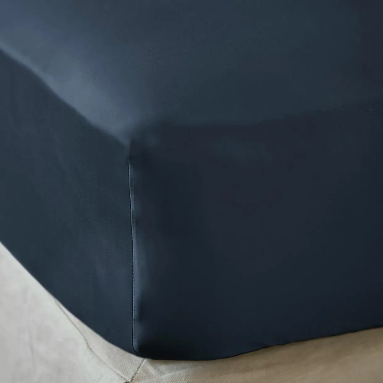 Drap housse satin de bambou (90 x 200 cm) Sienna Bleu nuit
