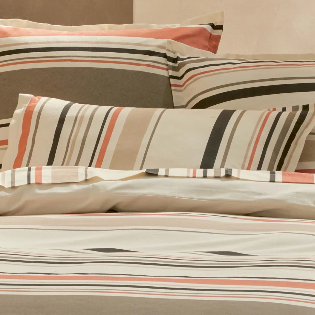 Drap plat coton lavé (240 x 310 cm) Hugo Corail