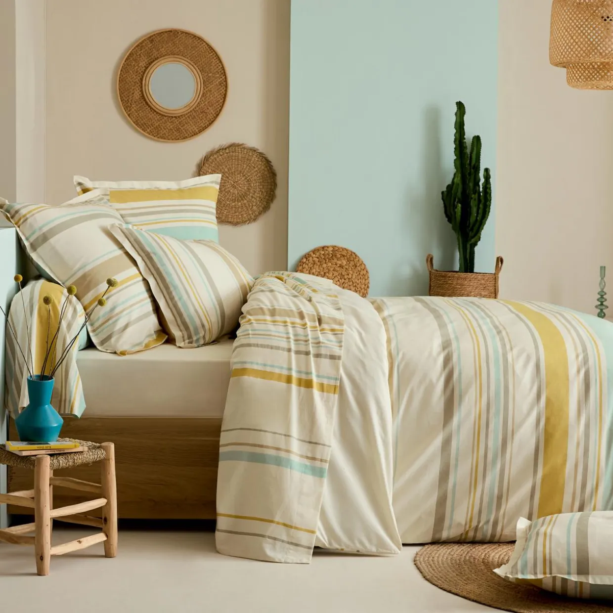 Drap plat coton lavé (240 x 310 cm) Hugo Jaune moutarde