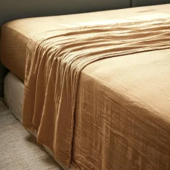 Drap plat gaze de coton (240 x 300 cm) Gaïa Camel