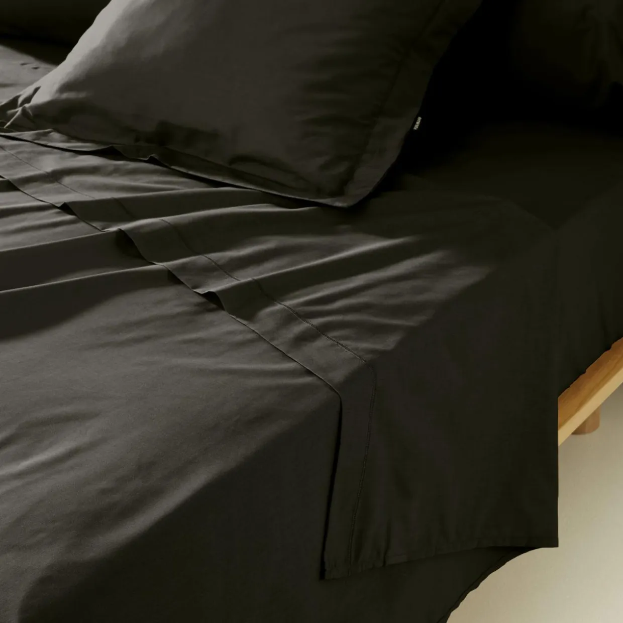 Drap plat percale de coton (240 x 300 cm) Cali Noir