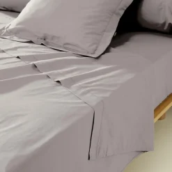 Drap plat percale de coton (180 x 290 cm) Cali Gris clair