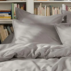 Drap plat percale de coton (180 x 290 cm) Cali Gris clair