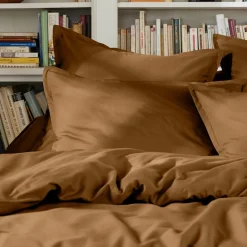 Drap plat percale de coton (240 x 300 cm) Cali Camel