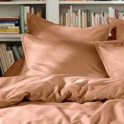 Drap plat percale de coton (180 x 290 cm) Cali Rose pêche