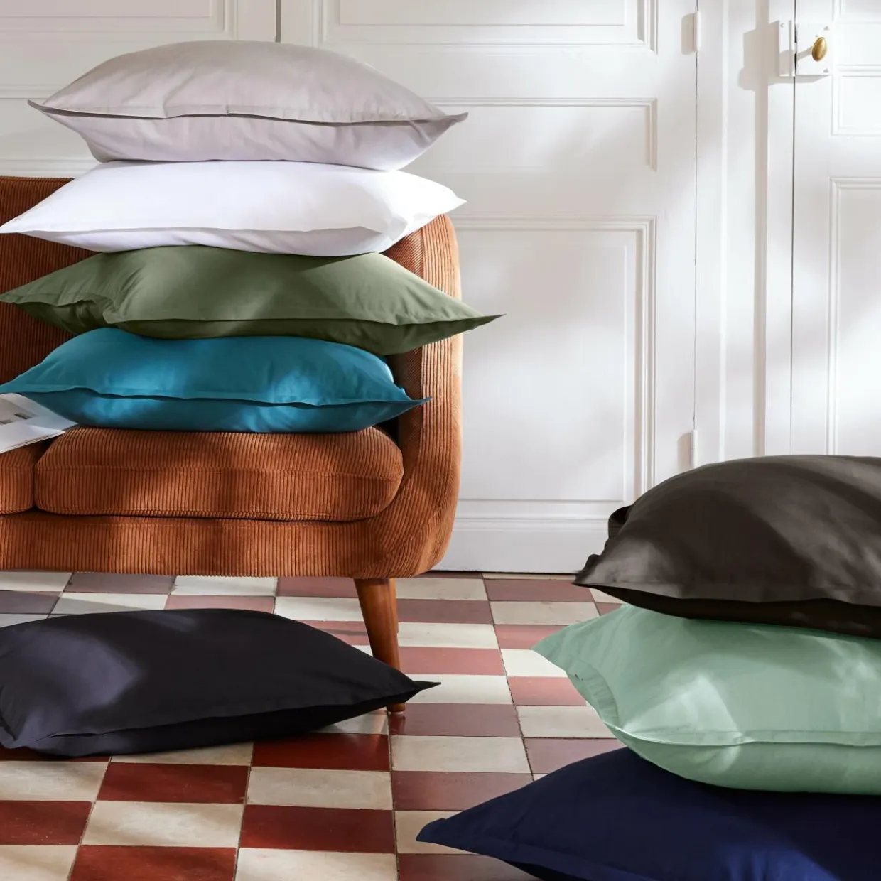 Drap plat percale de coton (180 x 290 cm) Cali Gris anthracite