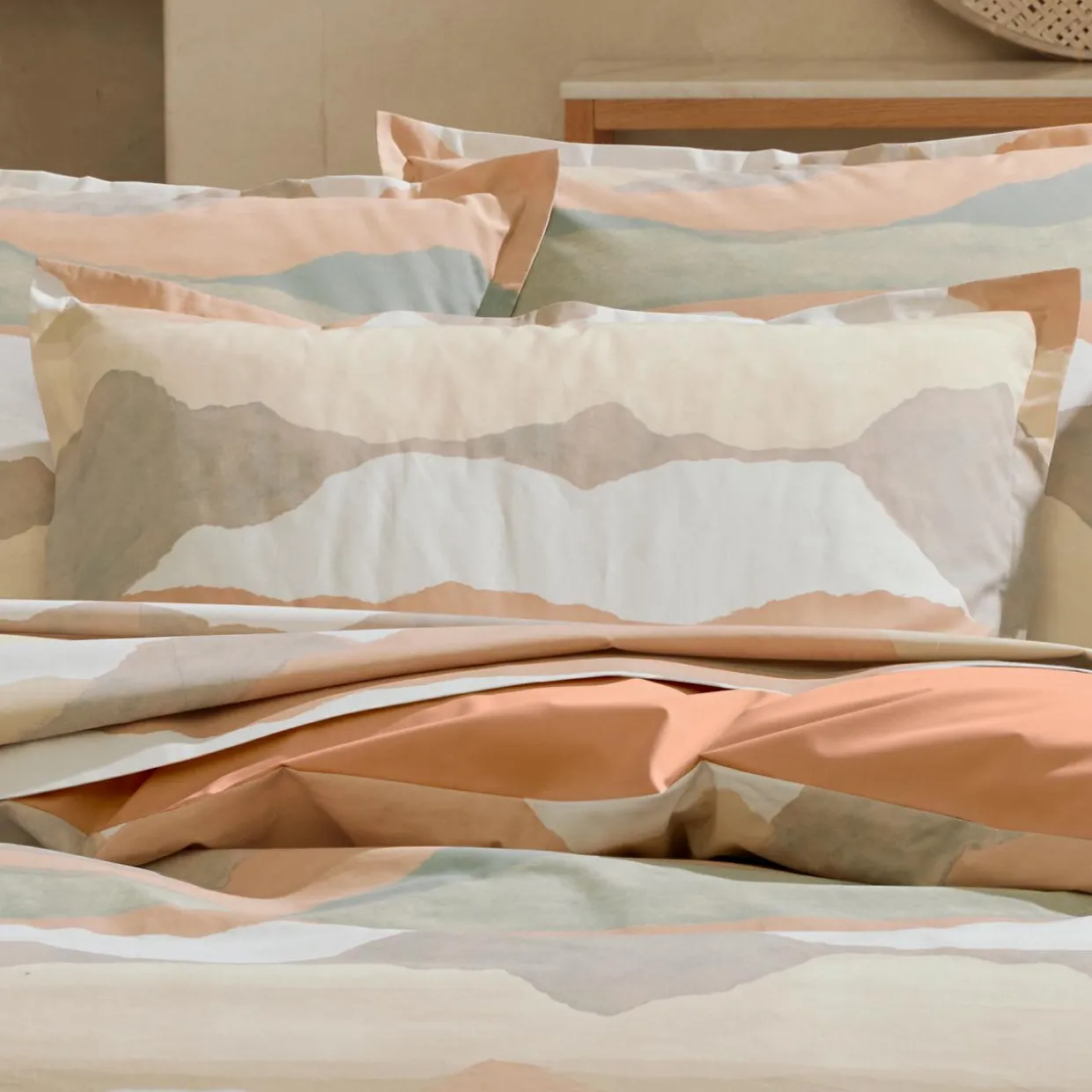 Drap plat percale de coton (240 x 310 cm) Land Beige Craie