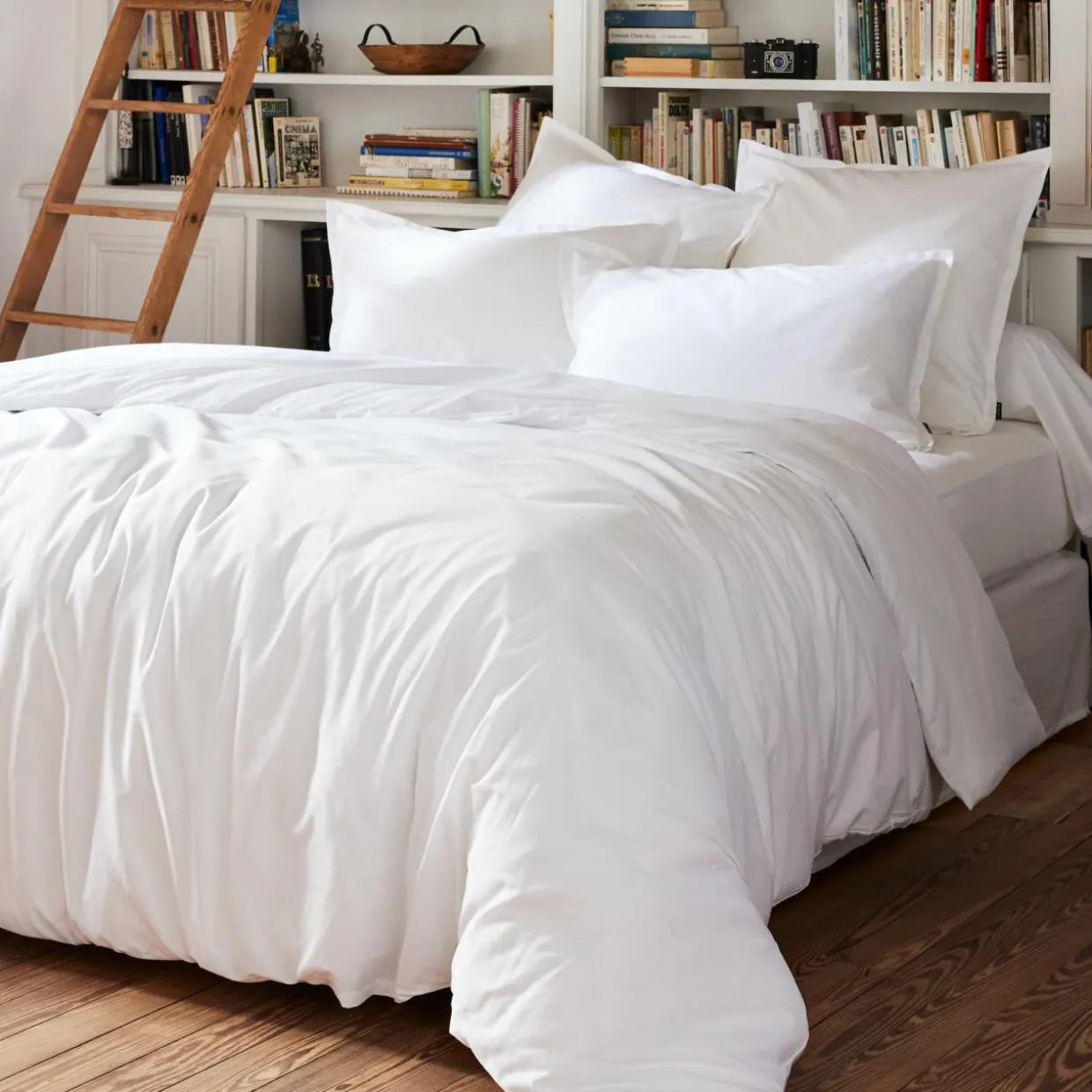 Drap plat percale de coton (270 x 300 cm) Cali Blanc