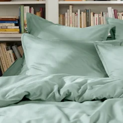 Drap plat percale de coton (270 x 300 cm) Cali Vert eucalyptus