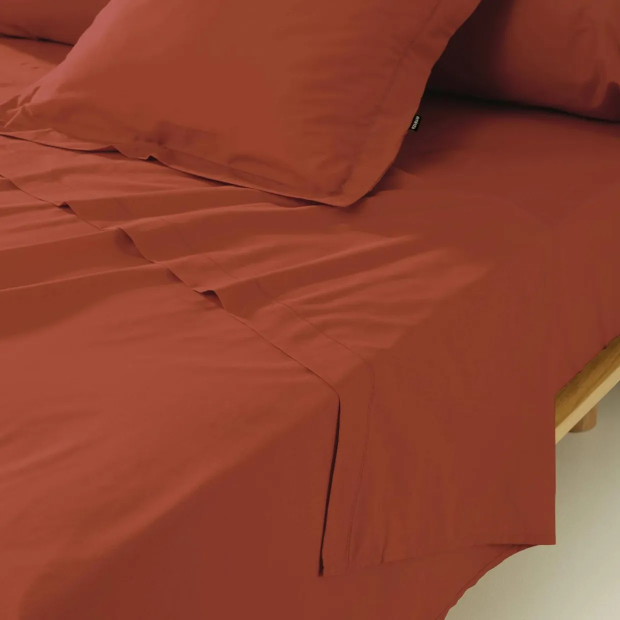 Drap plat percale de coton (240 x 300 cm) Cali Terracotta