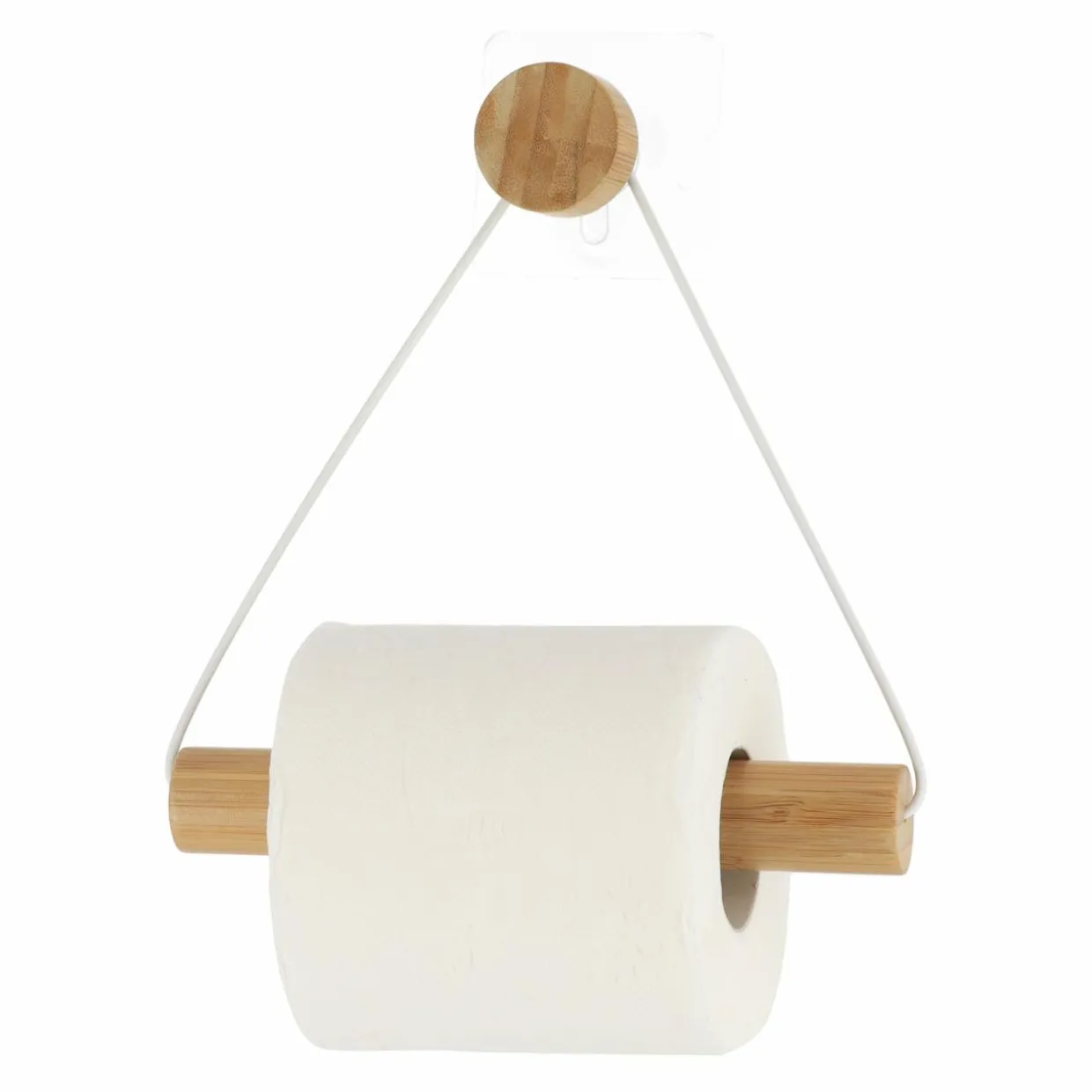 Dérouleur de papier toilette adhésif métal et bambou Easy Chic Blanc