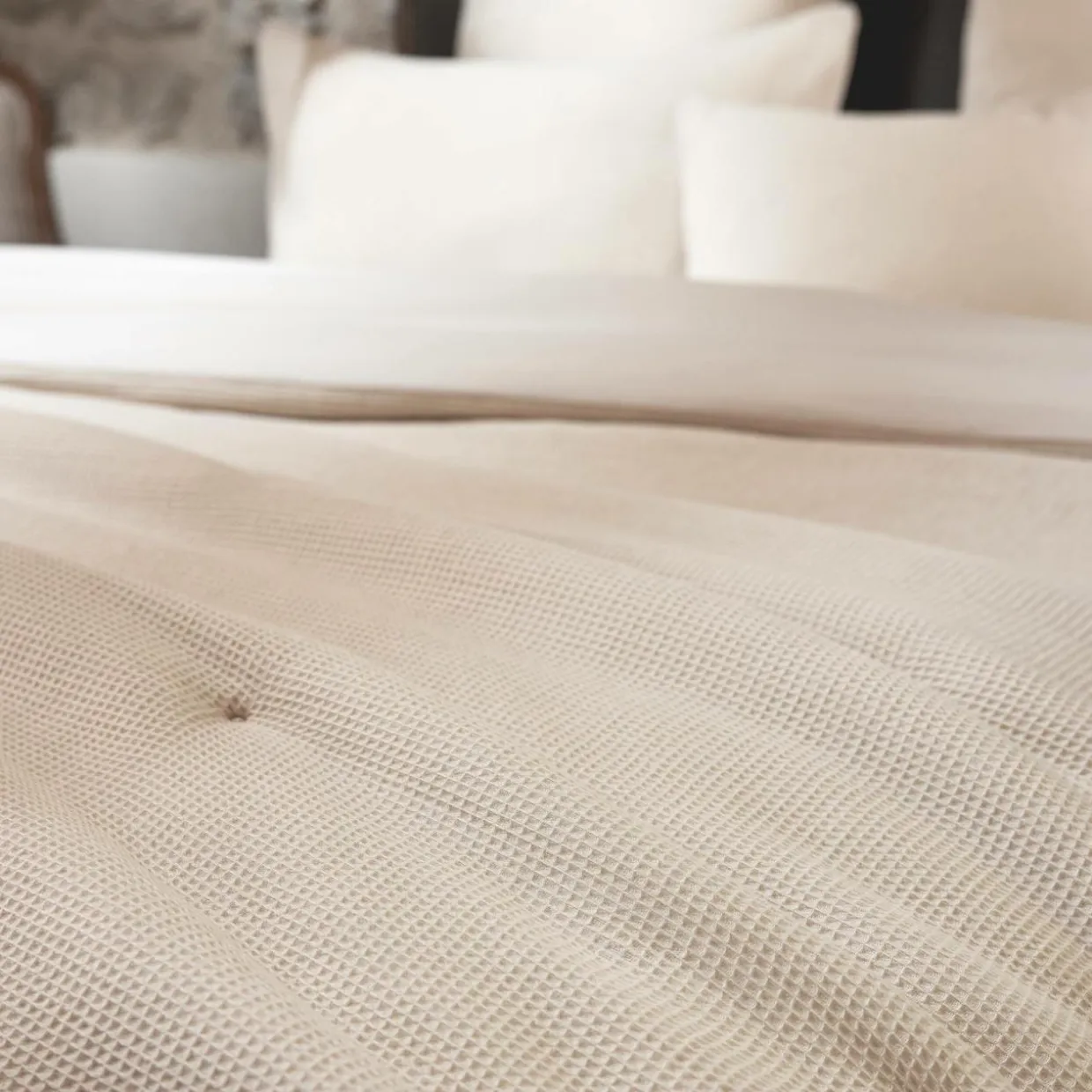 Edredon coton nid d'abeille (90 x 220 cm) Eva Beige