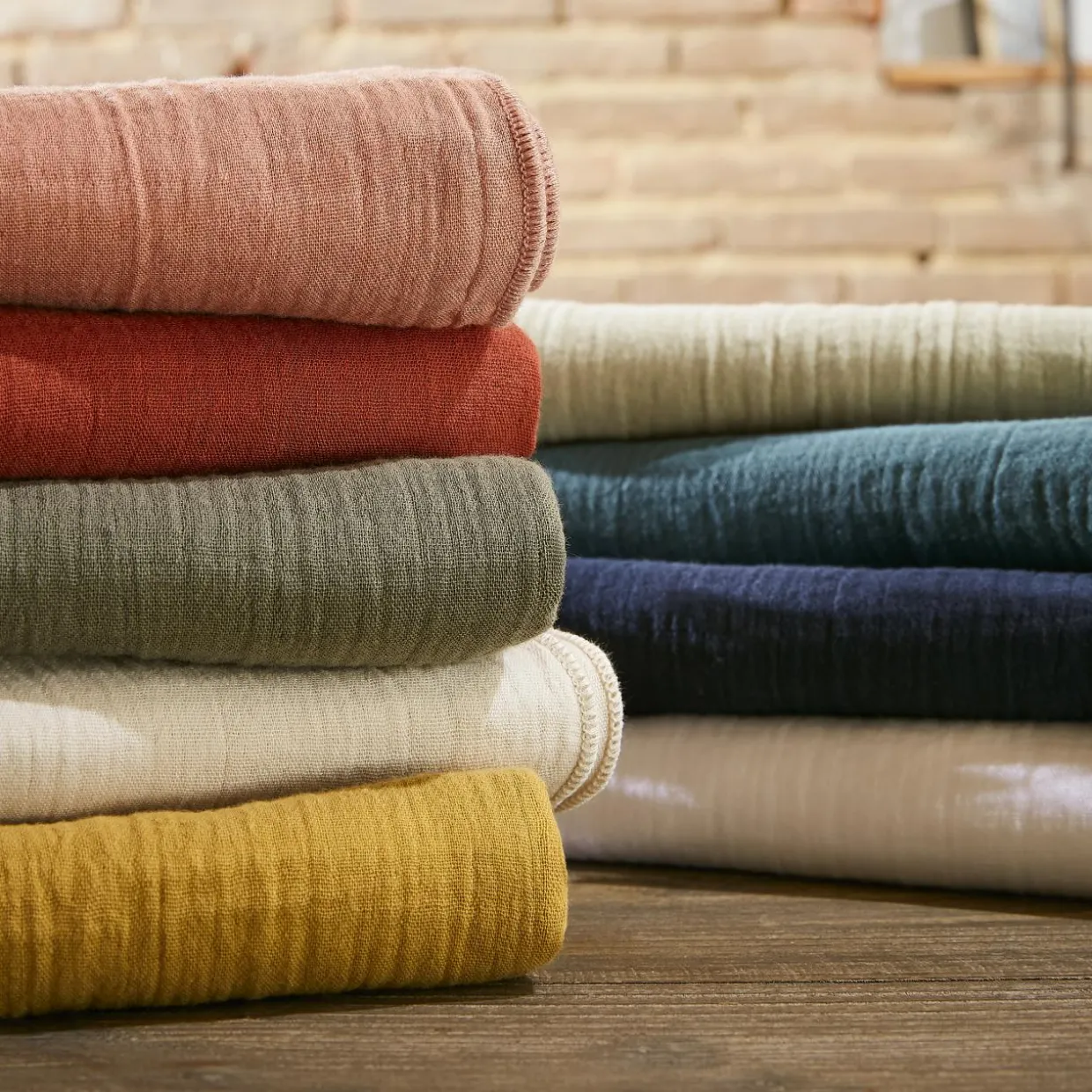 Edredon gaze de coton (90 x 200 cm) Gaïa Vert romarin