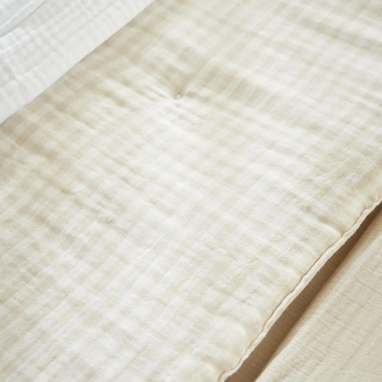 Edredon gaze de coton (90 x 200 cm) Gaïa vichy Beige
