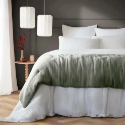 Edredon quadruple gaze de coton (90 x 220 cm) Victoria x Gaïa Vert romarin