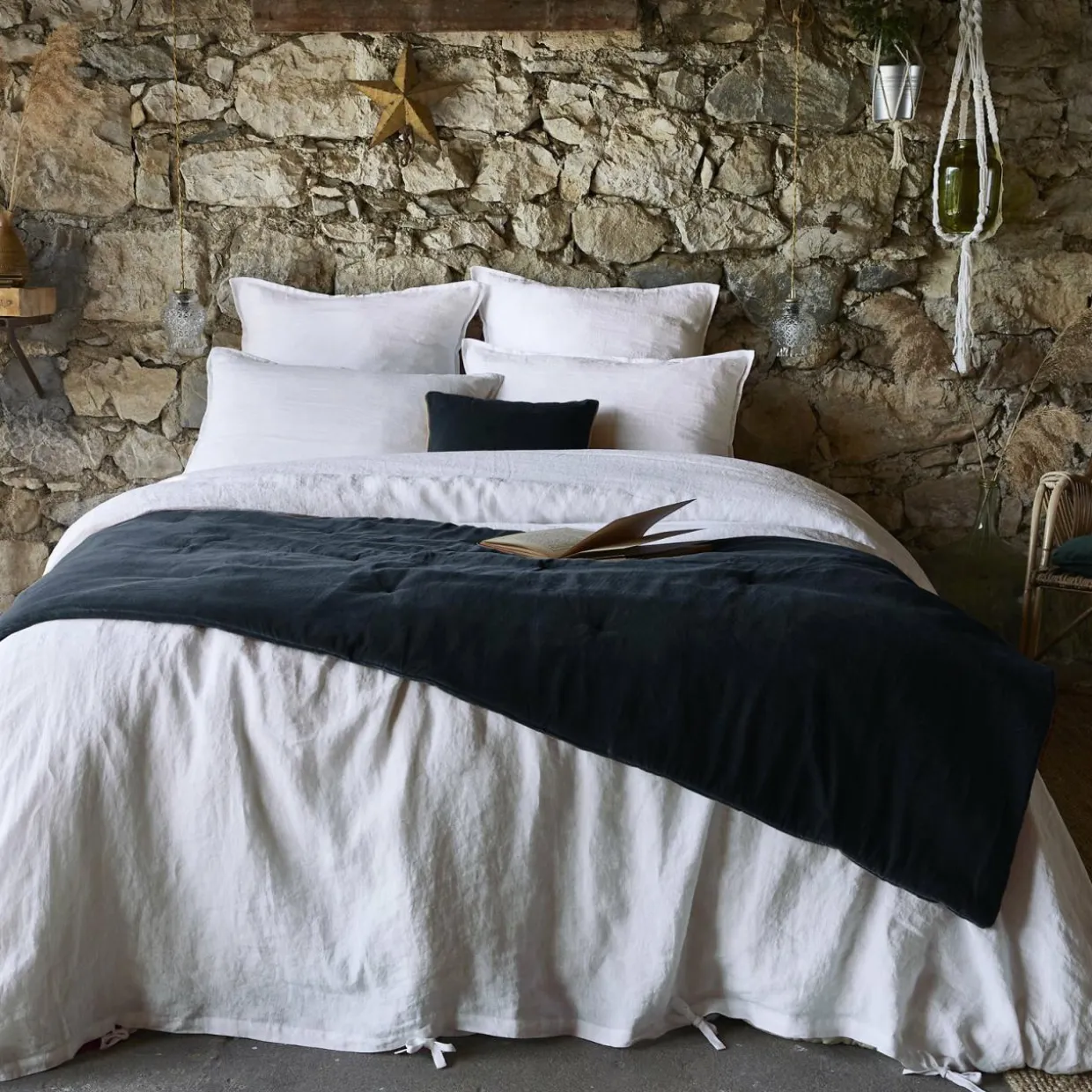 Edredon velours de coton (90 x 200 cm) Victor Bleu nuit