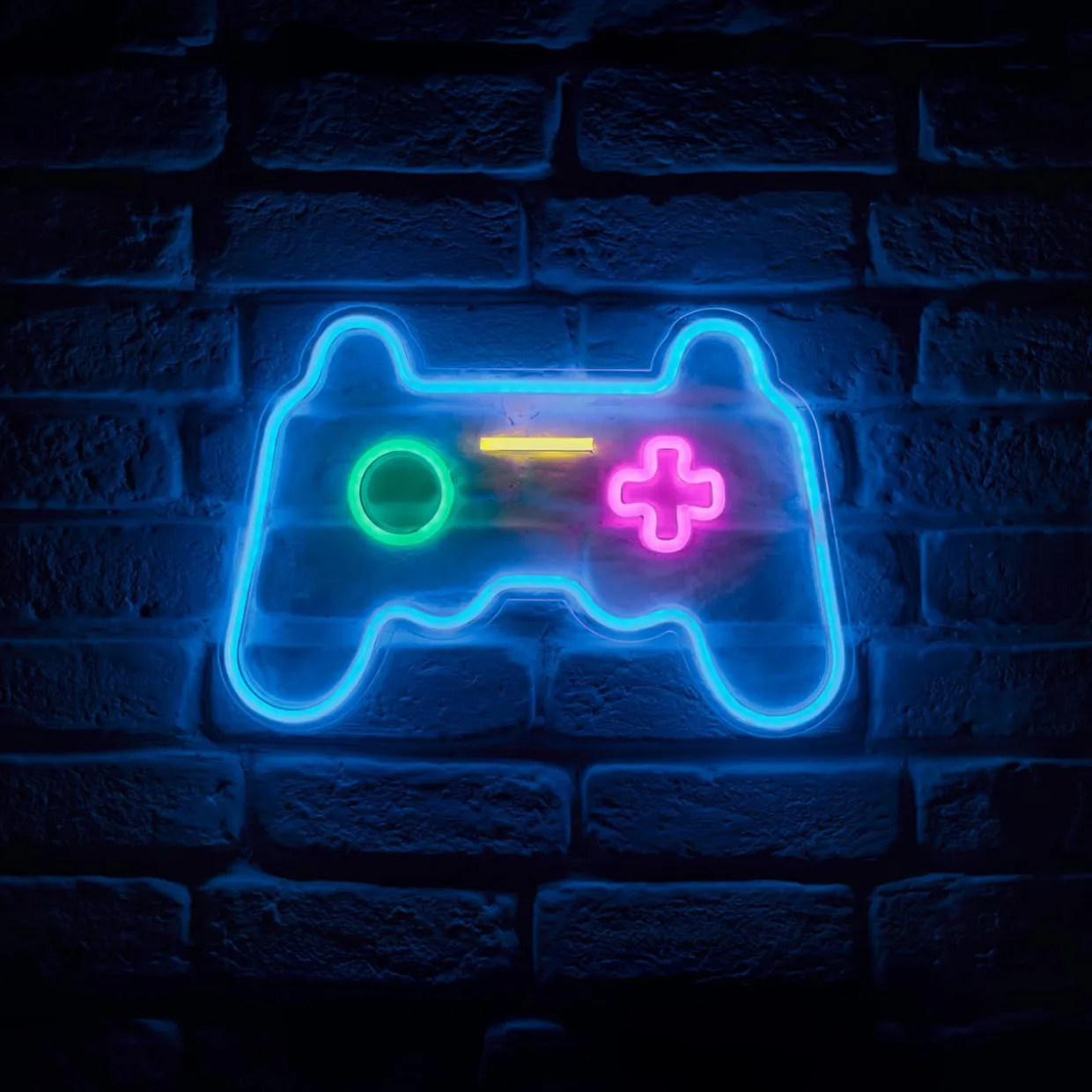 Enseigne lumineuse néon (H28 cm) Manette de jeux Bleu