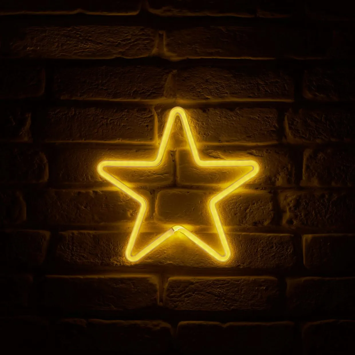 Enseigne lumineuse néon à piles (H26,8 cm) Étoile Jaune