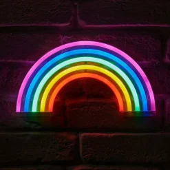 Enseigne lumineuse néon à piles (H16 cm) Arc en Ciel Multicolore