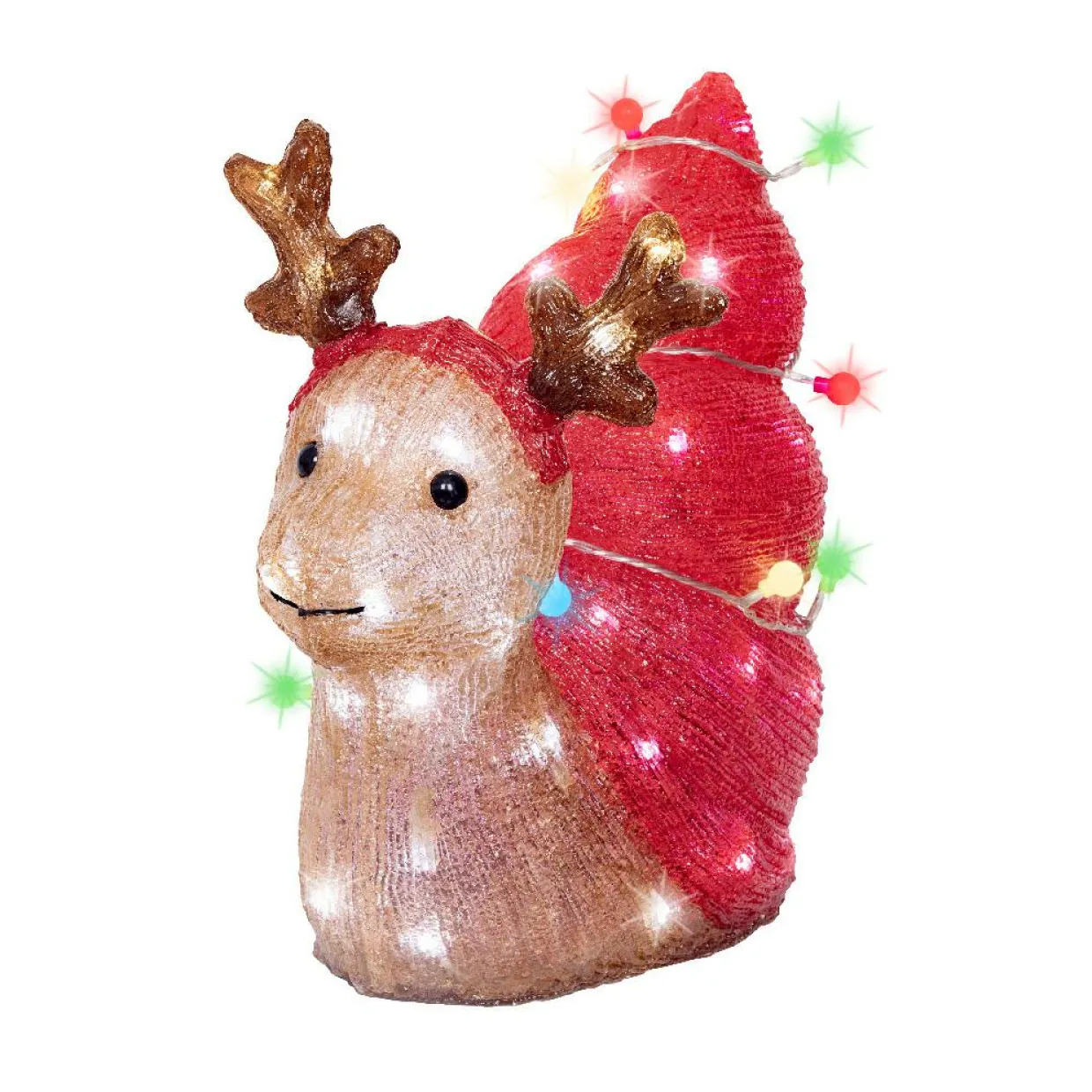 Escargot de Noël lumineux 70 LED (34 cm) Bruno Rouge et blanc froid