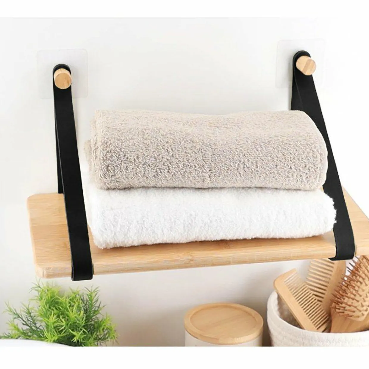 Etagère adhésive bambou (40 x H20 cm) Easy Chic Noir