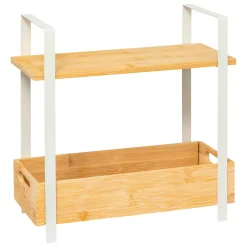 Etagère cuisine bois 2 niveaux bac (H30 cm) Ordera Blanche