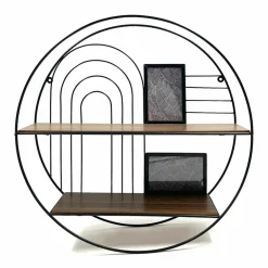 Etagère murale métal 2 plateaux + 2 portes photos (D 50 cm) Tiggy Noir