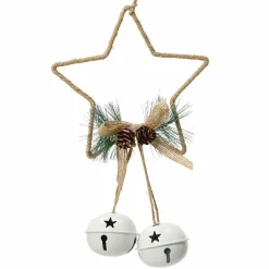 Etoile de Noël à suspendre (H22 cm) Grelots Naturel