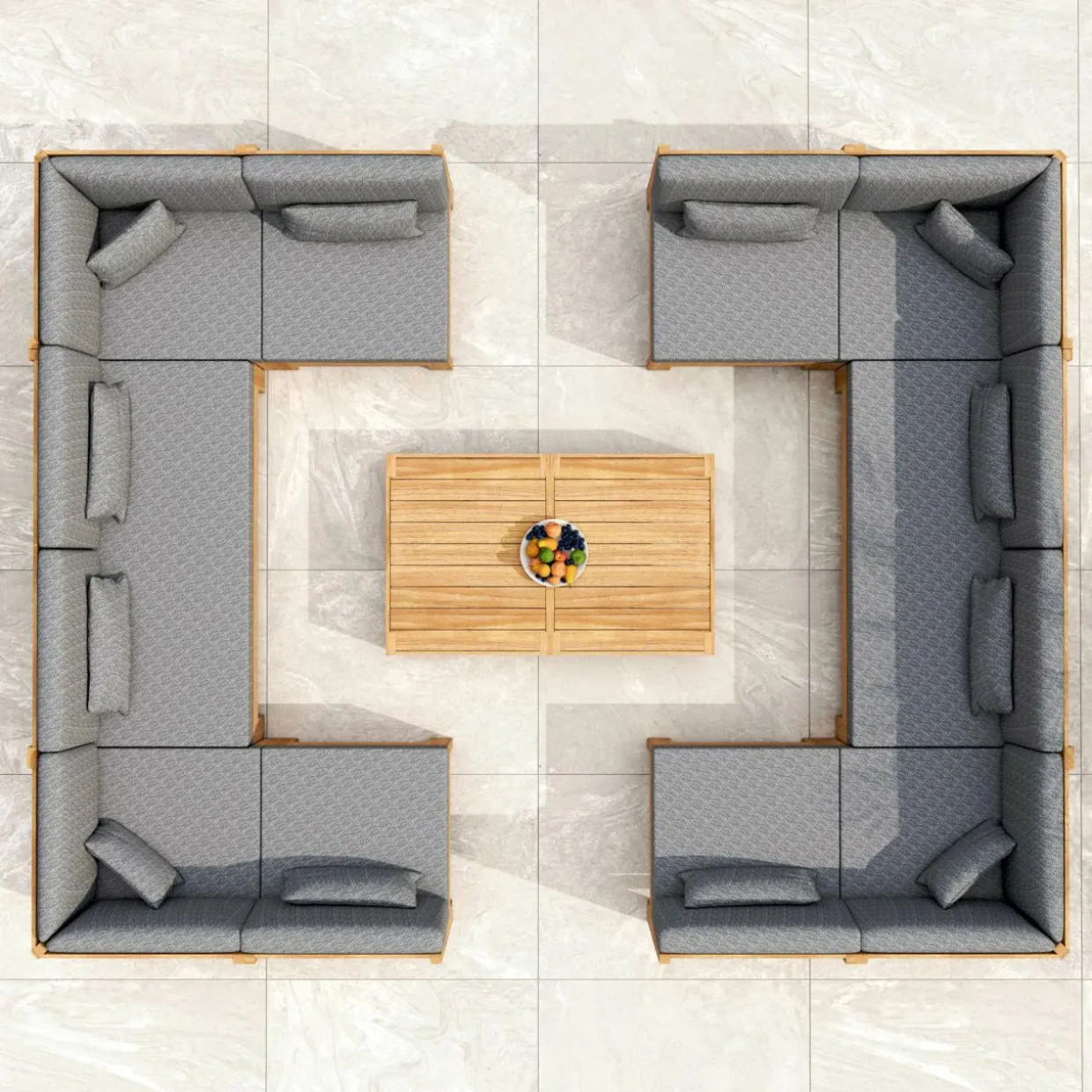 Fauteuil d'angle de jardin bois d'acacia Bornéo Gris anthracite
