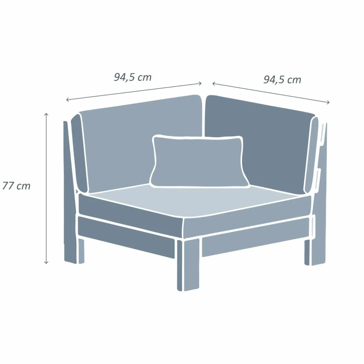 Fauteuil d'angle de jardin bois d'acacia Bornéo Gris anthracite