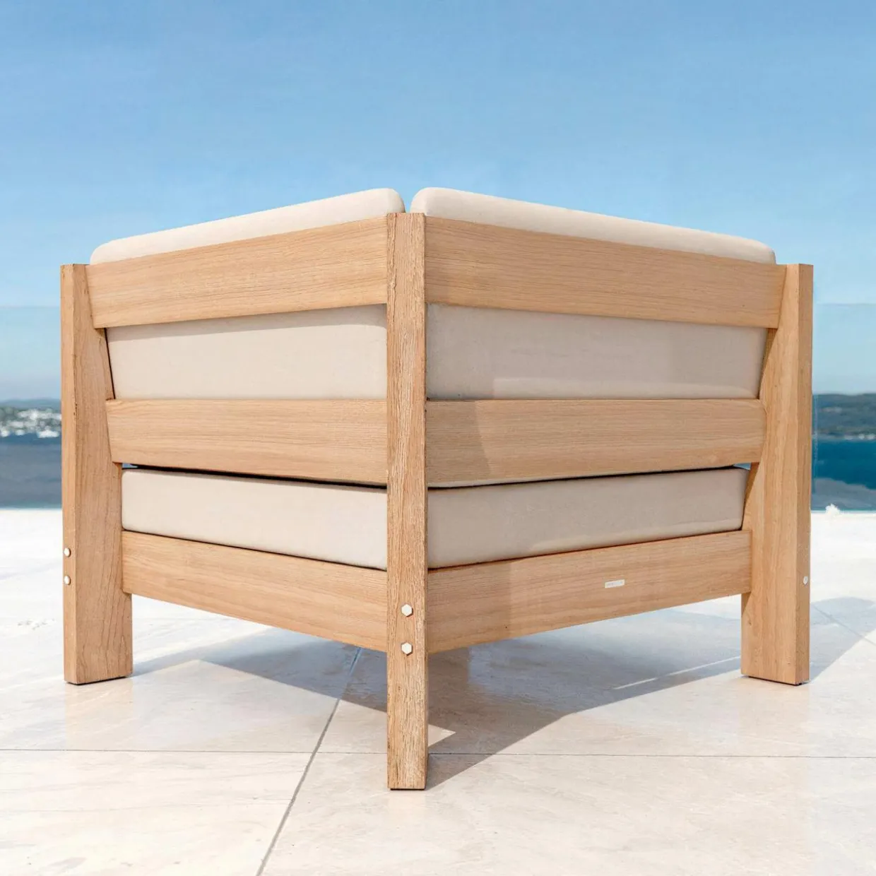 Fauteuil d'angle de jardin bois d'acacia Bornéo Sable