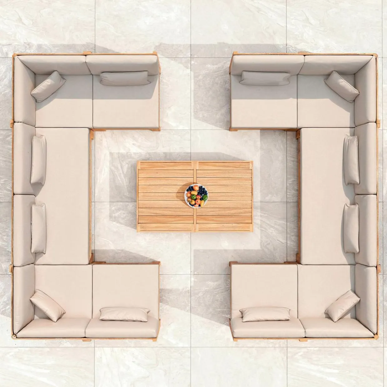 Fauteuil d'angle de jardin bois d'acacia Bornéo Sable