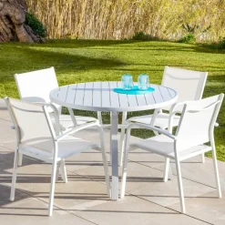 Fauteuil de jardin aluminium empilable Murano Blanc