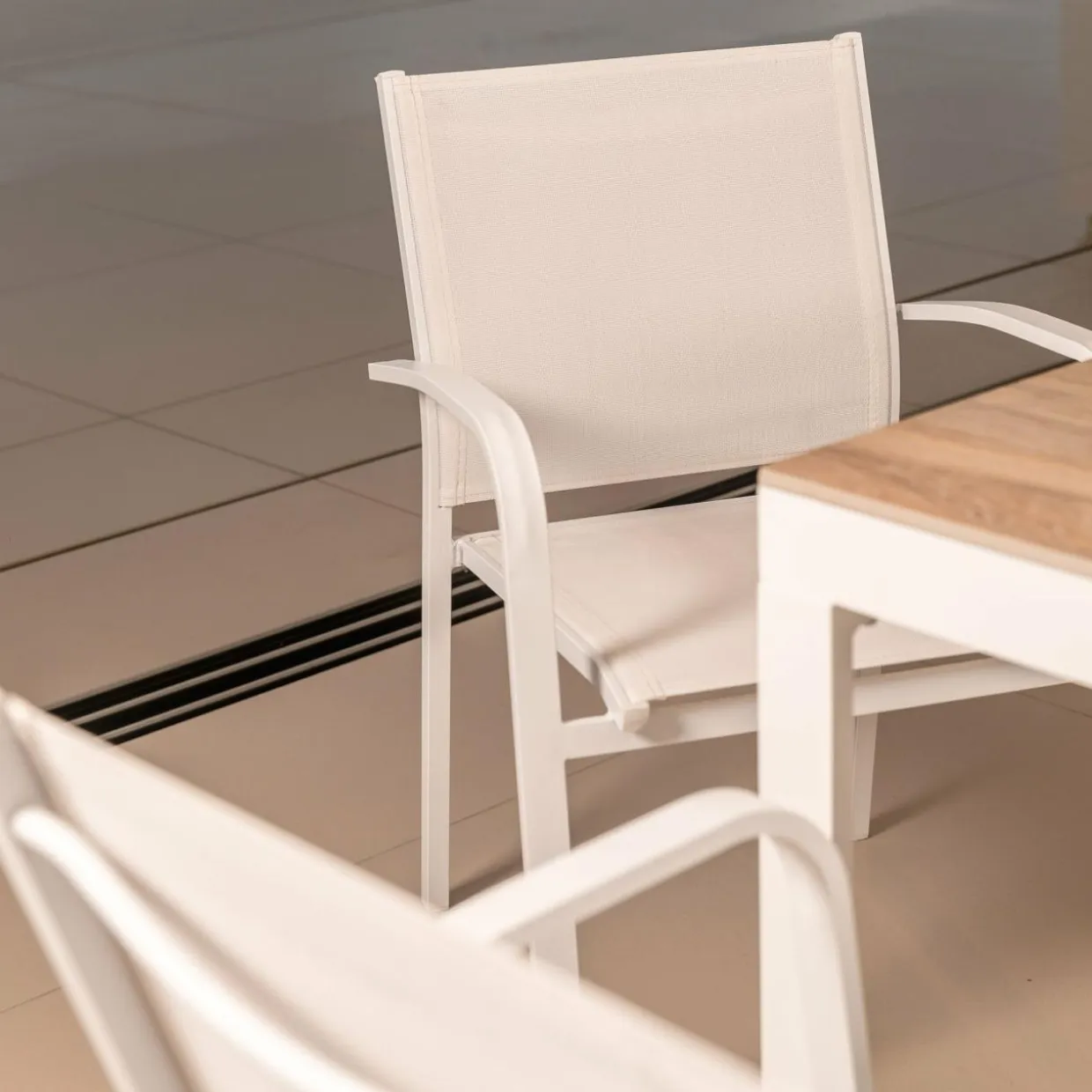 Fauteuil de jardin aluminium empilable Murano Blanc
