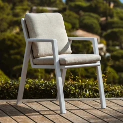 Fauteuil de jardin aluminium Long Beach Blanc cendré
